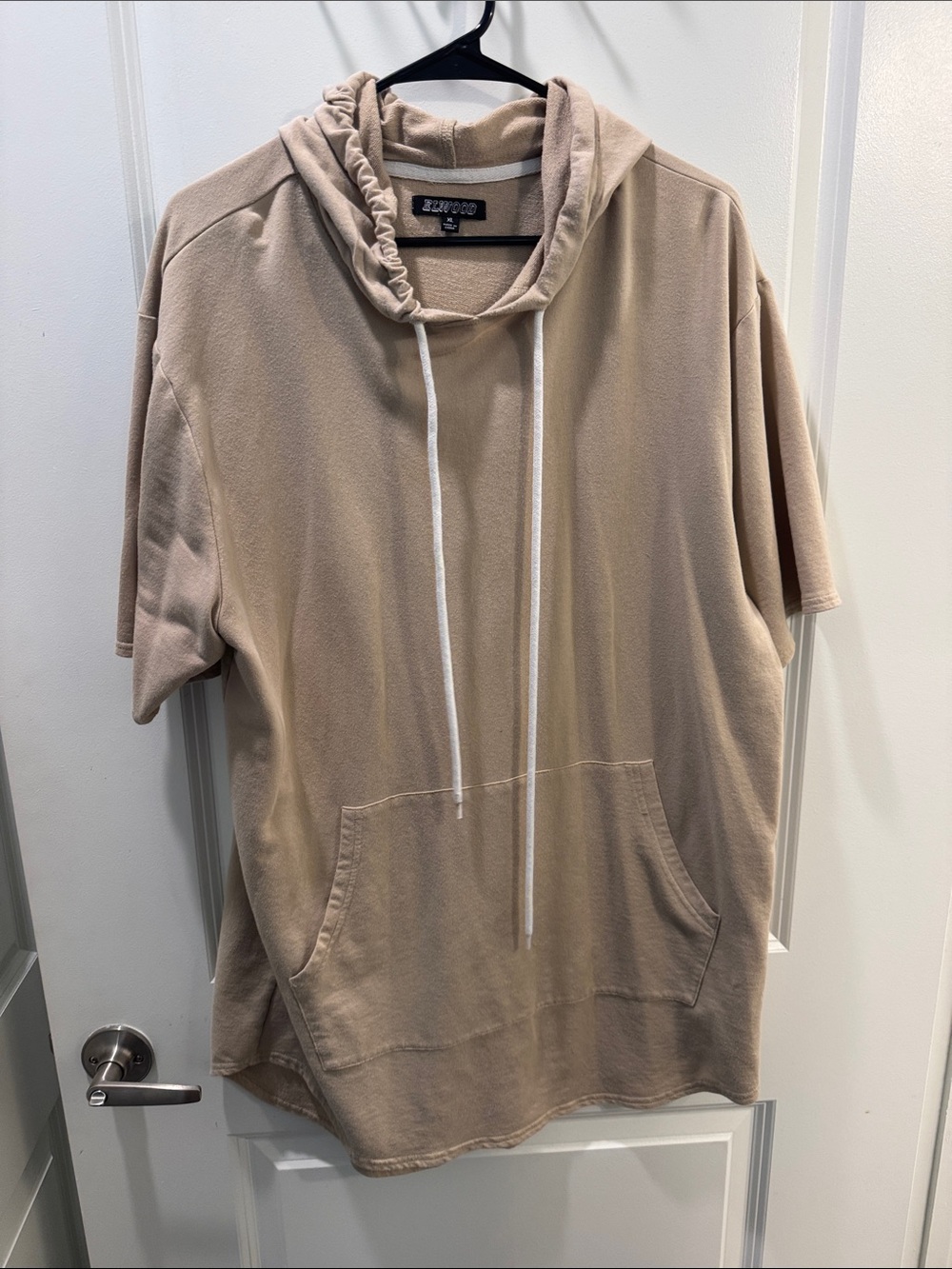 Tan Short-Sleeve Hoodie Tee by ZAVVRO